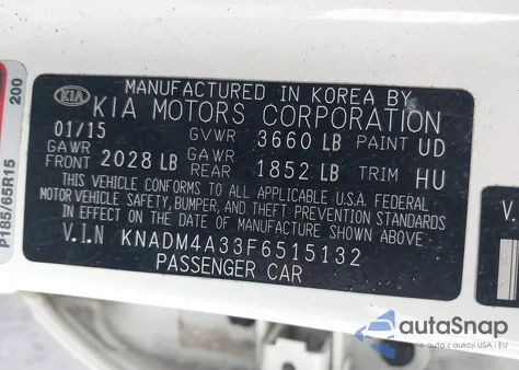 2015 Kia Rio Lx from USA, damaged, VIN KNADM4A33F6515132